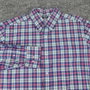 Southern Tide Mens Shirt Medium Blue Plaid Classic Fit Cotton Long Sleeve Casual